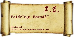 Polónyi Bazsó névjegykártya